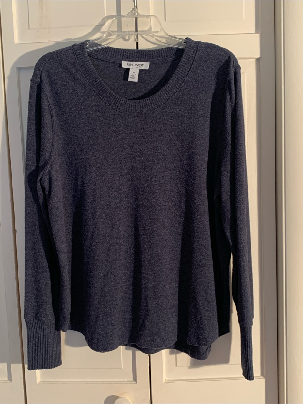 Nine West Men's Heather Blue Crewneck Sweater - Classic Long Sleeve